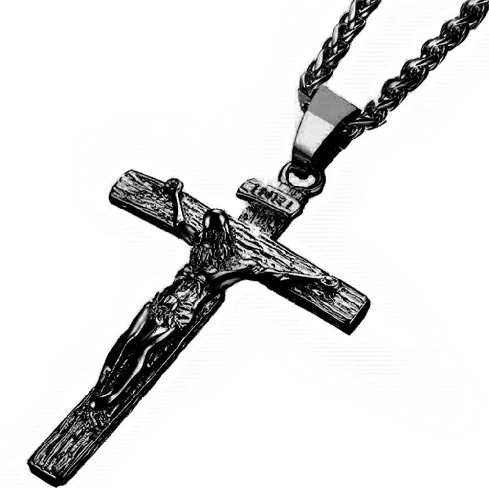 Stainless Steel Antique Cross Crucifix Necklace